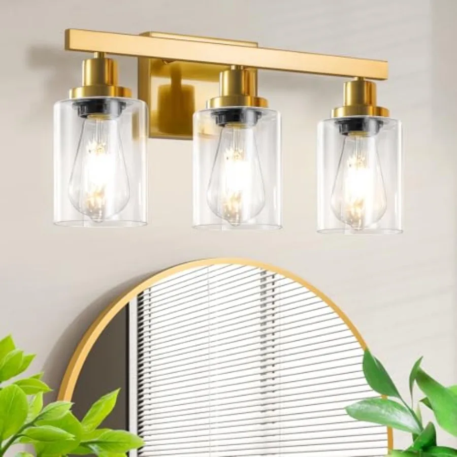 

Современный настенный светильник для ванной комнаты с 3 лампами, для установки над зеркалом, с прозрачным стеклянным плафоном