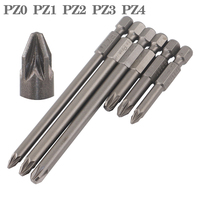 S2 25mm/50mm/100mm CR-V PZ Pozidriv Bits 1/4 Inch 6.35mm Hex Shank PZ0 PZ1 PZ2 PZ3 PZ4 Anti Slip Electric Screwdriver Bit Set
