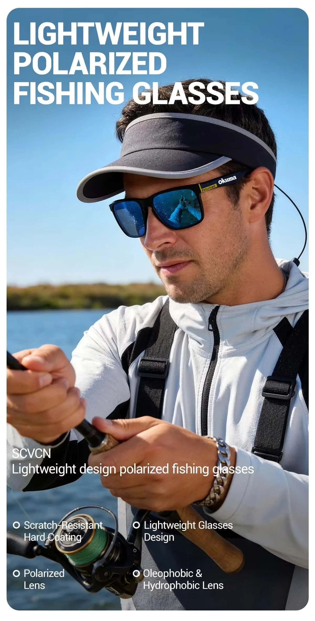 Okuma Polarisierte Quadratische Sonnenbrille Klassische Fahrbrille UV400 Fahrradbrille Outdoor-Sport UV-Beständige Brille – Detail 2