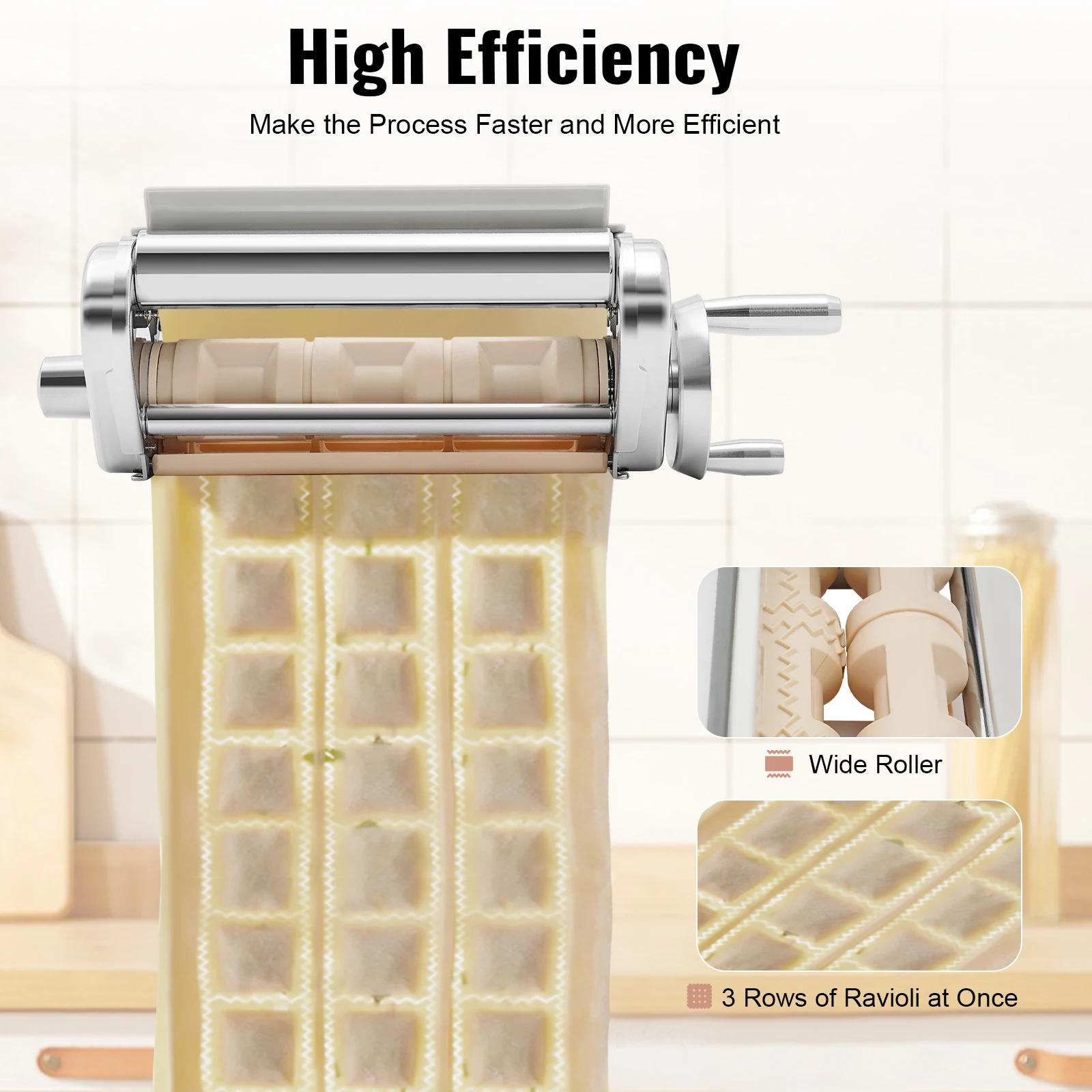 

Maker Attachment Stainless Steel Pasta Roller Cutter Durable Ravioli Cutter Attachment Easy to Use Pasta Maker Accessories