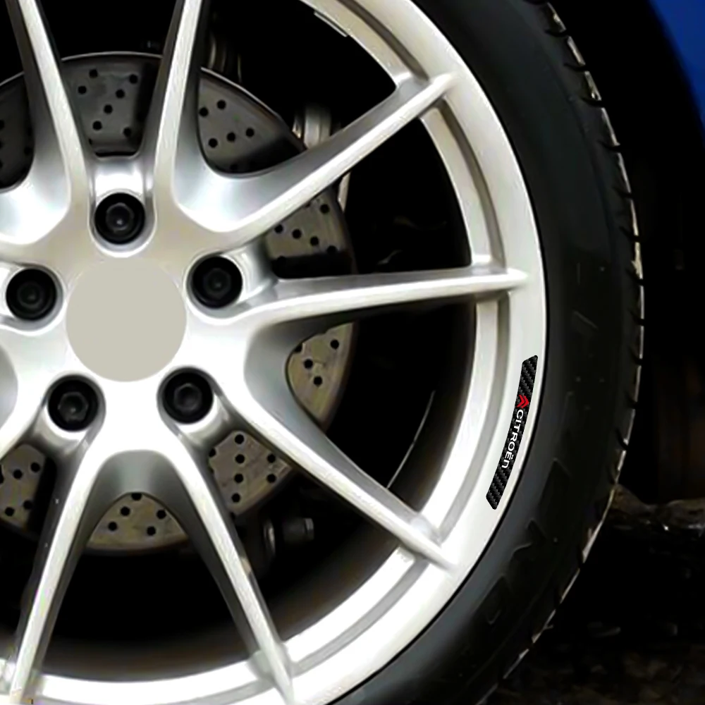 4pcs Carbon Fibre Car Wheels Rims Decor Decals Stickers For Citroen C1 C2 C3 C4 C5 C6 C8 C4L DS3 DS4 DS5 Auto Wheel Accessories - view 4