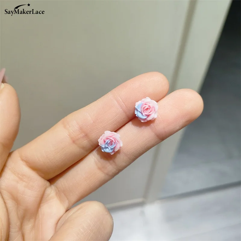 1/4Pair Sweet Flower Butterfly Stud Earrings For Women Girls Cute Mini Resin Earrings Fashion Party Jewelry Accessories Gifts