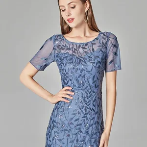 Vestido de manga curta feminino, tamanho grande, rabo de peixe, renda, apliques, tule, costura, design personalizado, festa longa 10 principais vendas vestido longo de festa bordado - №3