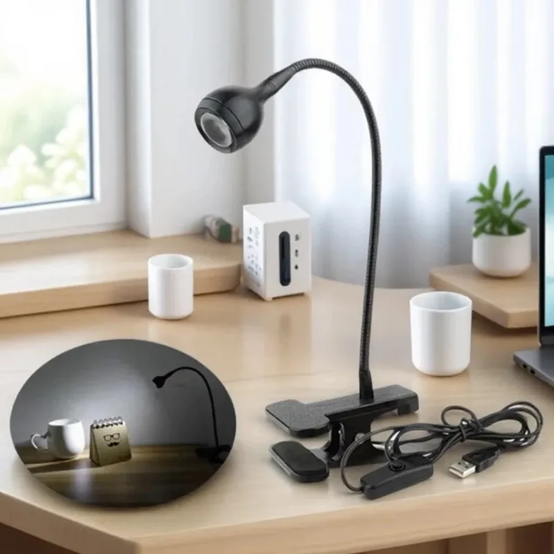 Flexible Table Lamp USB Power Lamp Reading Book Light With Holder Clip Study Reading Lamps Bedside Table Bedroom Decor Nightlamp