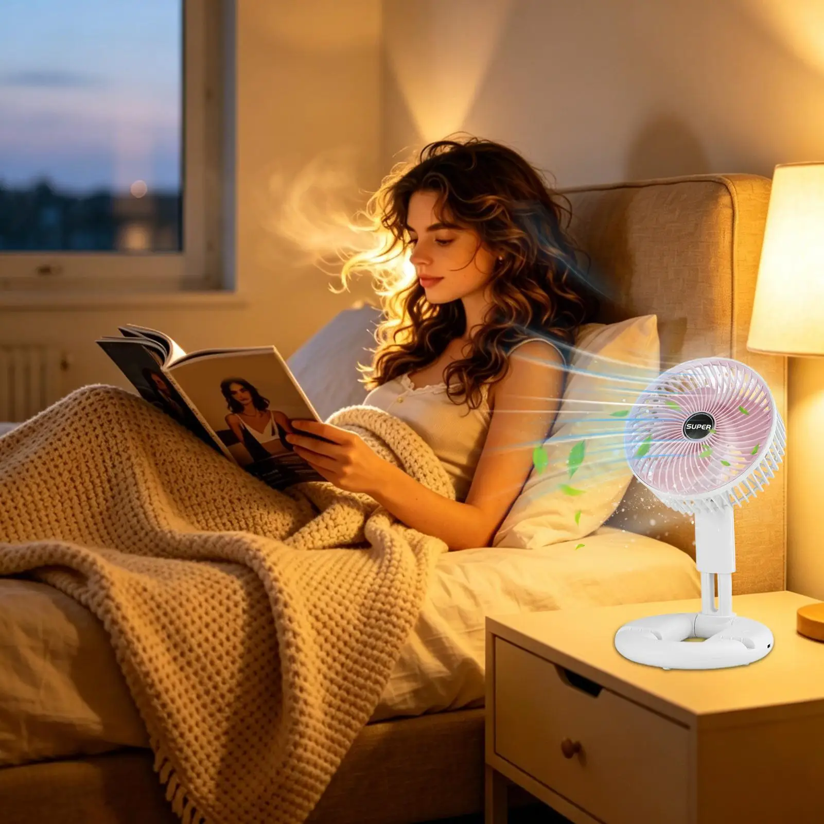 Rechargeable Desk Fan Foldable 3 Speeds USB Rechargeable Personal Desk Fan for Home Office Dorm Bedroom Floor Wall Bedside Table