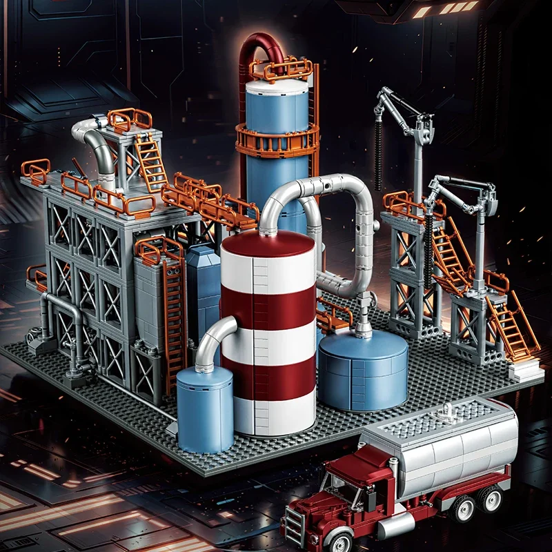 1831PCS Oil Refinery Model Building Blocks Chemistry Storage Center Oil Laboratory Bricks Educational Toy For Kids Holiday Gifts