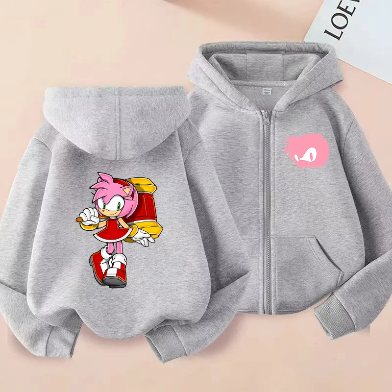 Sonics Kids Thin Hooded Coats Anime Zipper Sweatshirts Outwear Fashion Spring Fall Hoodies Sportwear Children Clothes Boys Gift