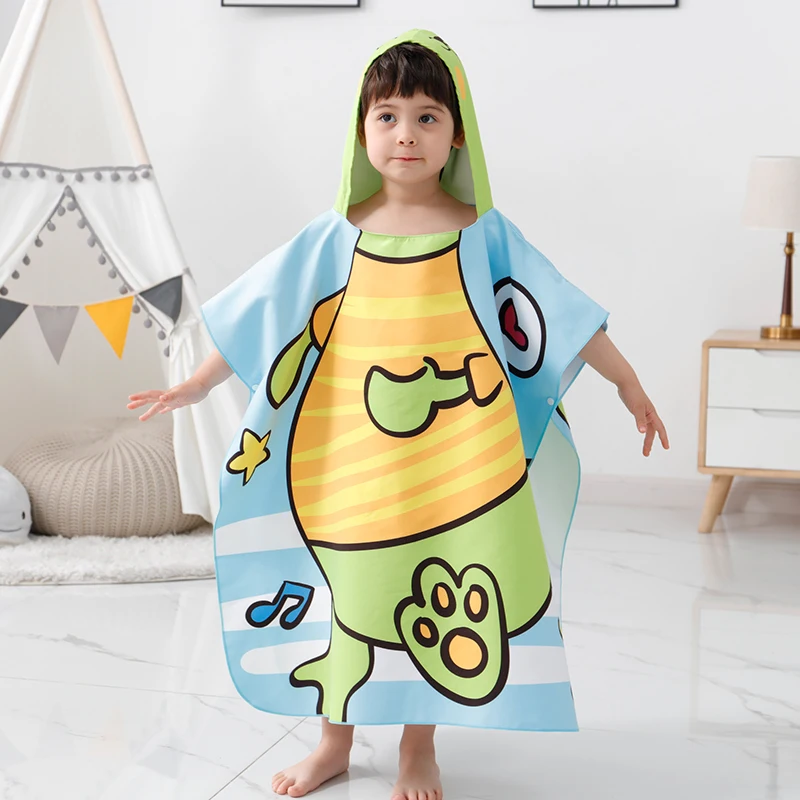 

2-10 Years Dinosaur Children Cartoon Cloak Beach Swimwear Bath UV Protection Sunscreen Equipment Summer New Boy Bathrobe Cloak