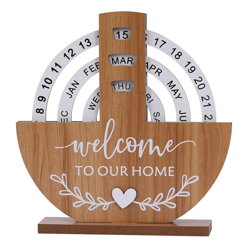 

Wooden Calendar Home Porch Decoration Office Desktop Decoration Manual Rotating Desk Calendar Sweet House Durable