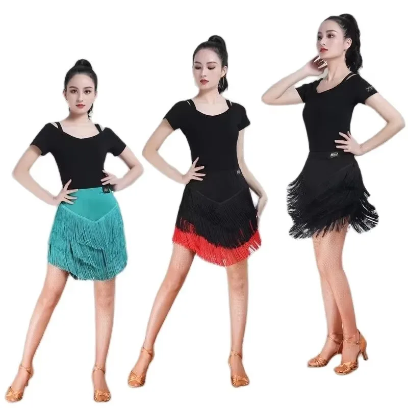 2024 New Adult Latin Dance Skirt Women\'s Four Seasons Wearable Dance Skirt Dance Practice Performance Costumes fringe skirt