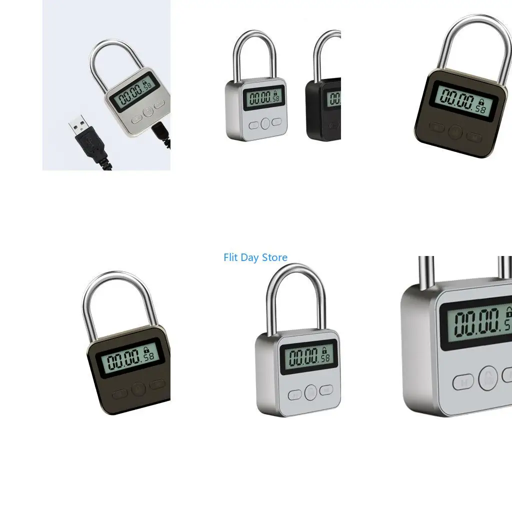 F92C Metal Time Lock LCD Display Travel Electronic Timer Padlock Adjustable 1 Min To 99 Hours Time Management Security Device