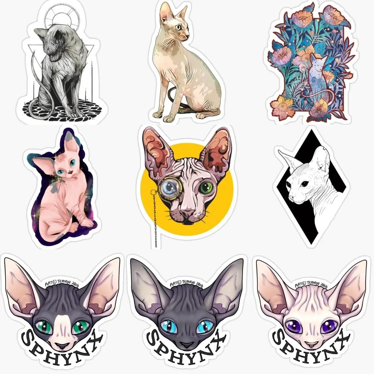 

Creative Sphynx Cat Personalized PVC Stickers Accessories for Decorate Car Van Table Window Off-road Helmet Camper Bumper