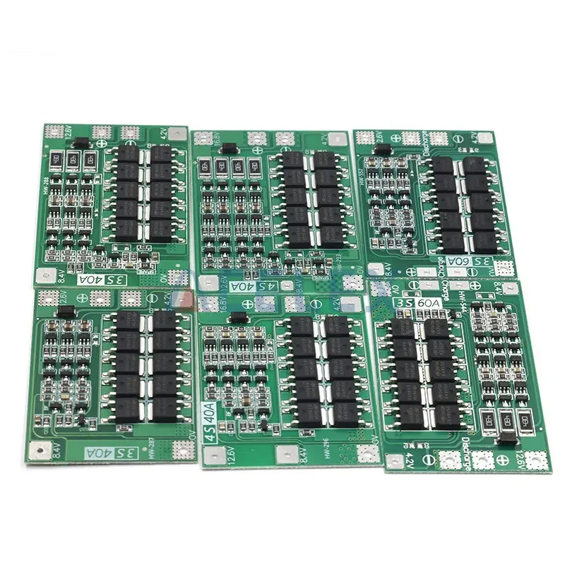 3S 4S 20A 40A 60A Li-ion Lithium Battery Charger Protection Board 18650 BMS Drill Motor 11.1V 12.6V/14.8V 16.8V Enhance/Balance