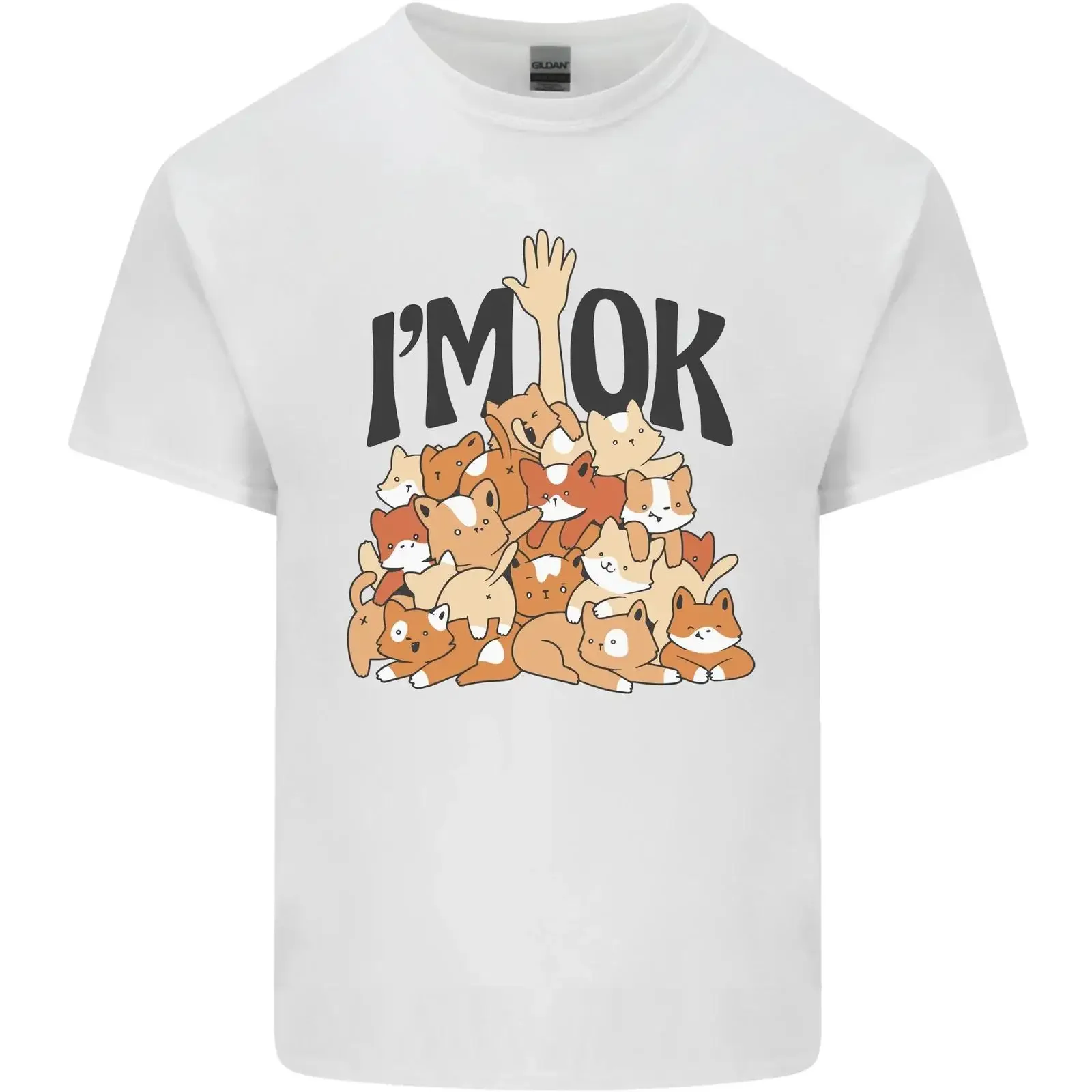 T-shirt humoristique Im OK en coton pour homme, motif chat, maman, papa, dame fougueuse, chaton, style vintage délavé, décontracté et tendance