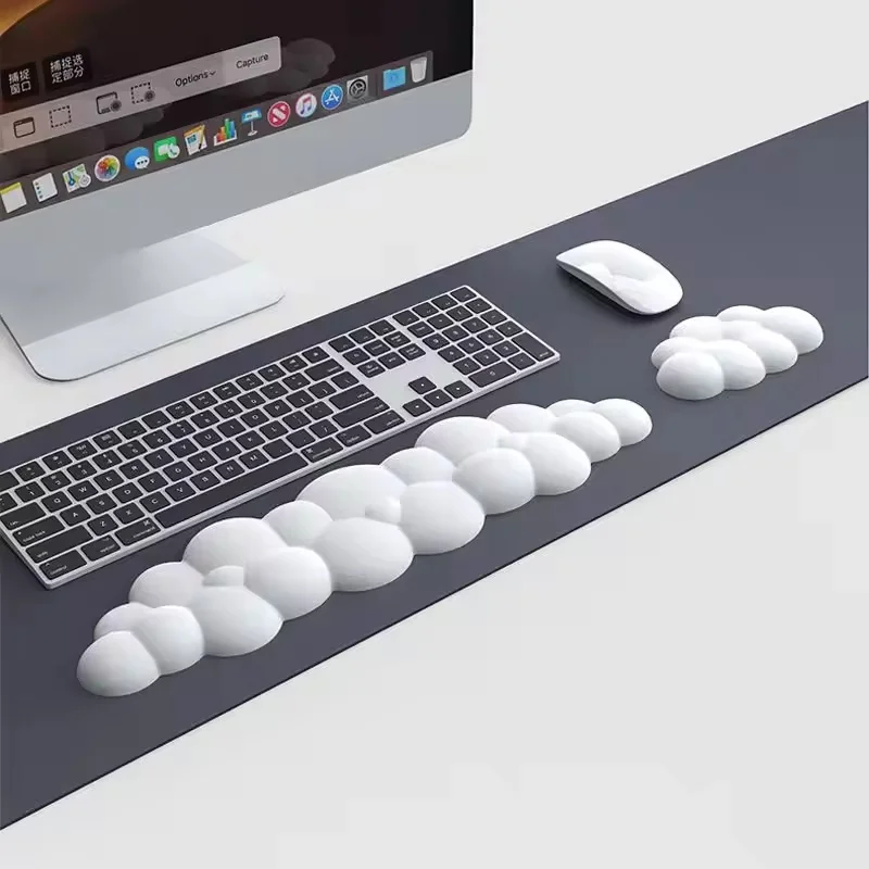 Mouse Pad With Wrist Rest Cloud Wrist Res For Computer Keyboard Arm Wrist Rest With Non-Slip Base Extended Wrist Rest Ergonomic