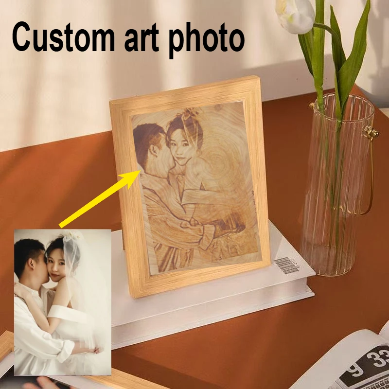 

Engraving Art with Your Photo Painting Decoration Picture for Living Room Personalized Gift Custom Wood Laser Engraving Photo