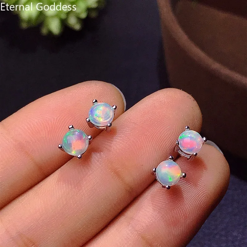 925 Sterling Silver Natural Opal Earrings Women's Earrings Super Shiny Luxury Atmospheric Banquet Essential Jewelry