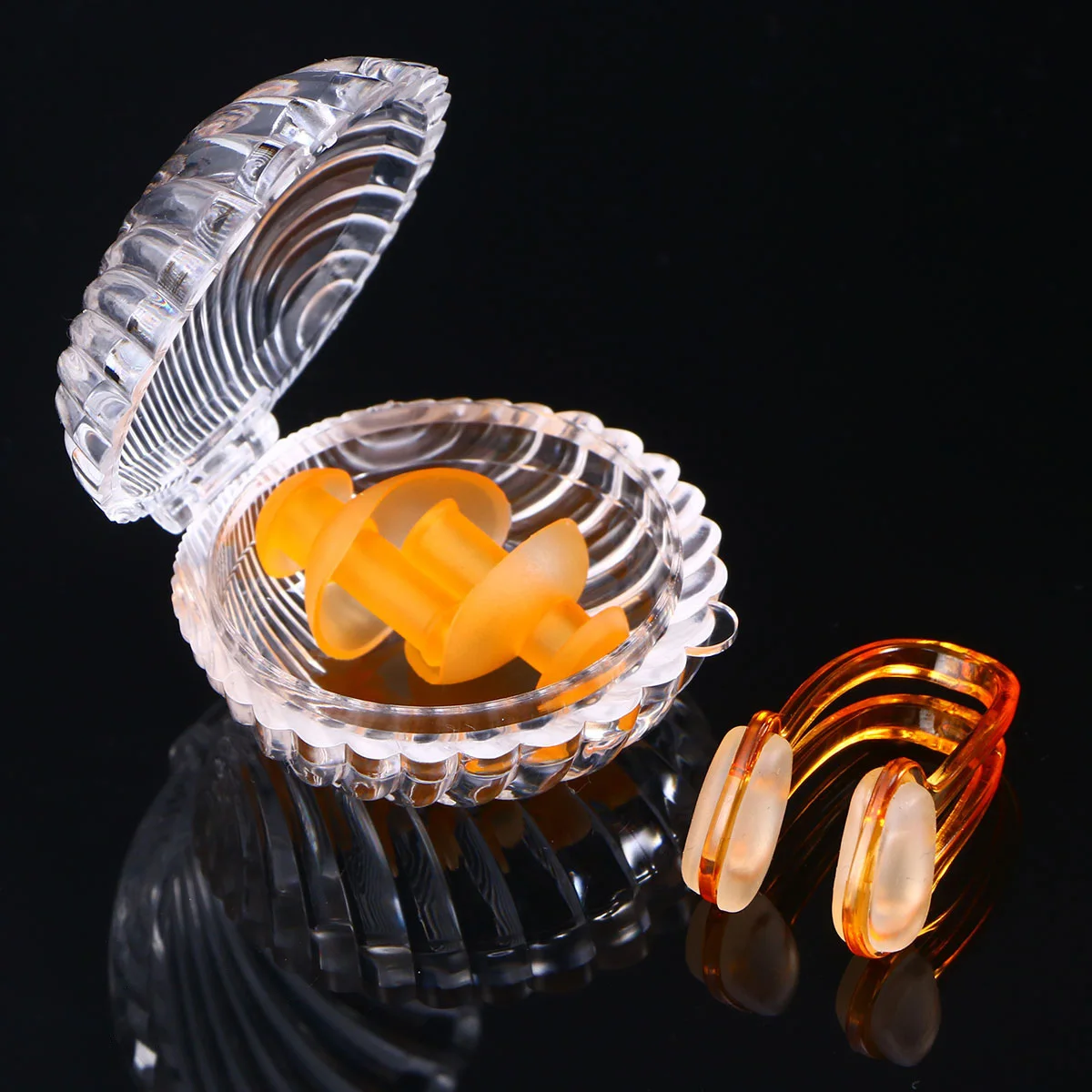 

Waterproof Swim Earplugs Nose Clip Set Orange Silicone Swimming Accessories Nose Protector Prevent Water Enter for Pool Training