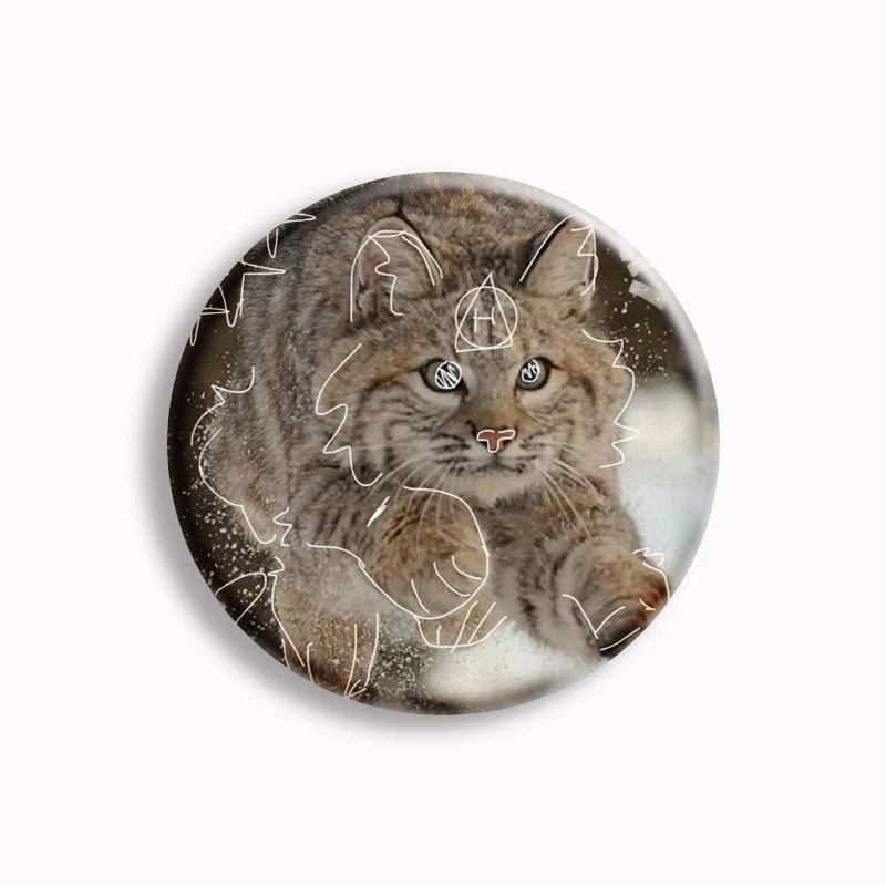 Cartoon Cat Therian Symbol Button Pin Cute Wolf Fox Theta-Delta Sign Aesthetic Brooch Badge Bag Decorate Jewelry Friends Gift