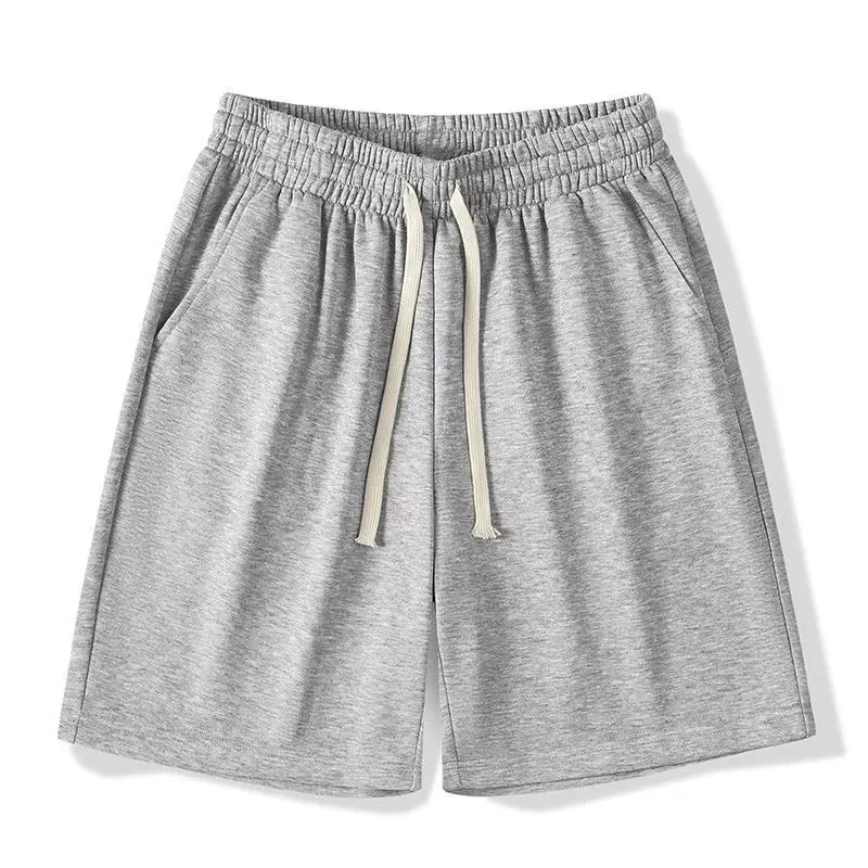 Men Summer Heavyweight Drawstring Shorts American Streetwear Loose Casual Sporty Plus Size Slimming Mid Length Pants