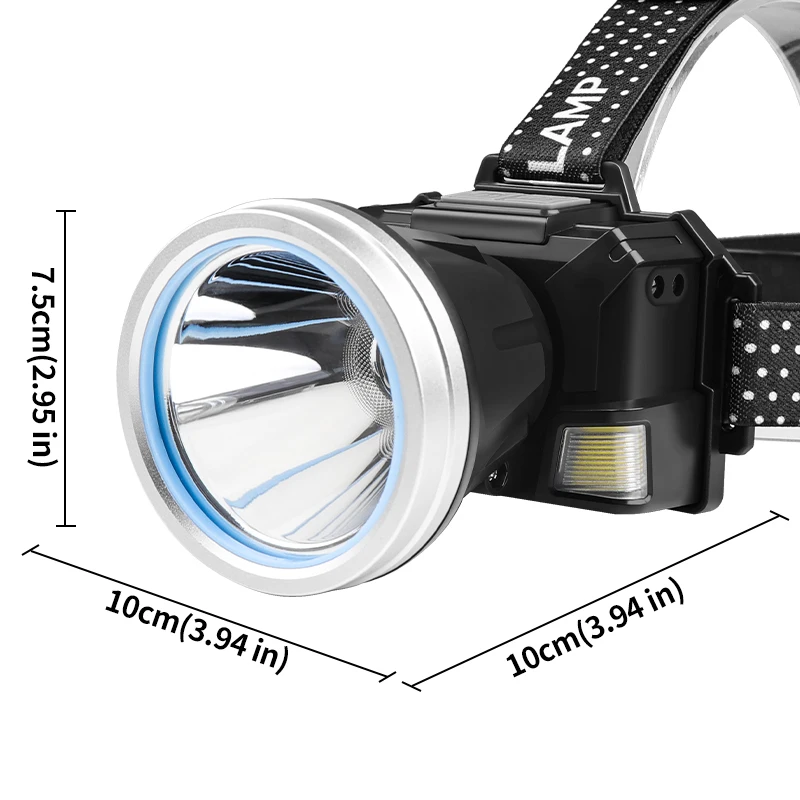 30W Motion Sensor LED Headlamp COB Head Torch USB Rechargeable Zoomable Headlight with Red COB Floodlight 6 Mode Front Lanterns
