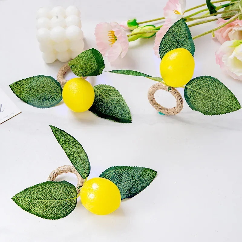 12pcs Simulated Lemon Napkin Ring Napkin Clasp Fruit Napkin Ring Wedding Cloth Ring