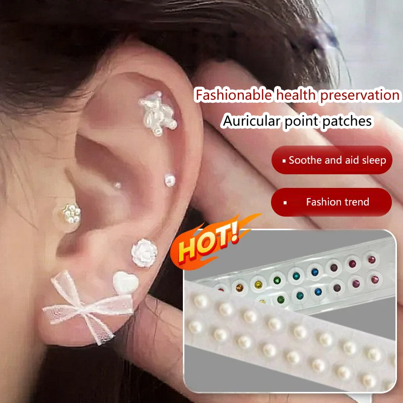 20/100/200 Patches Ear Seed Acupuncture Auricular Disposable Ear Stickers Massage Therapy Needle Patch Auricular Auriculotherapy