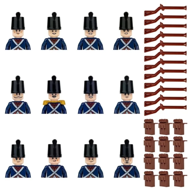 12pcs Imperial Navy Soldiers Building Blocks Napoleon\'s Army Compatible Classic Figures Accessories Weapons Bricks Kids Toys