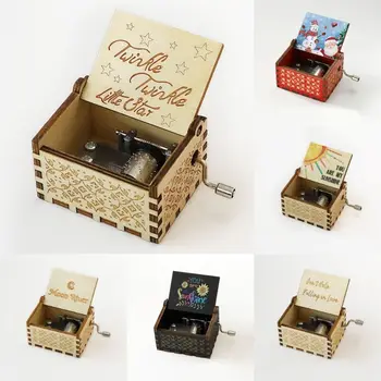 Classical Wooden Music Box Valentine's Day Hand Crank Music Box Fashion Classical Carved…