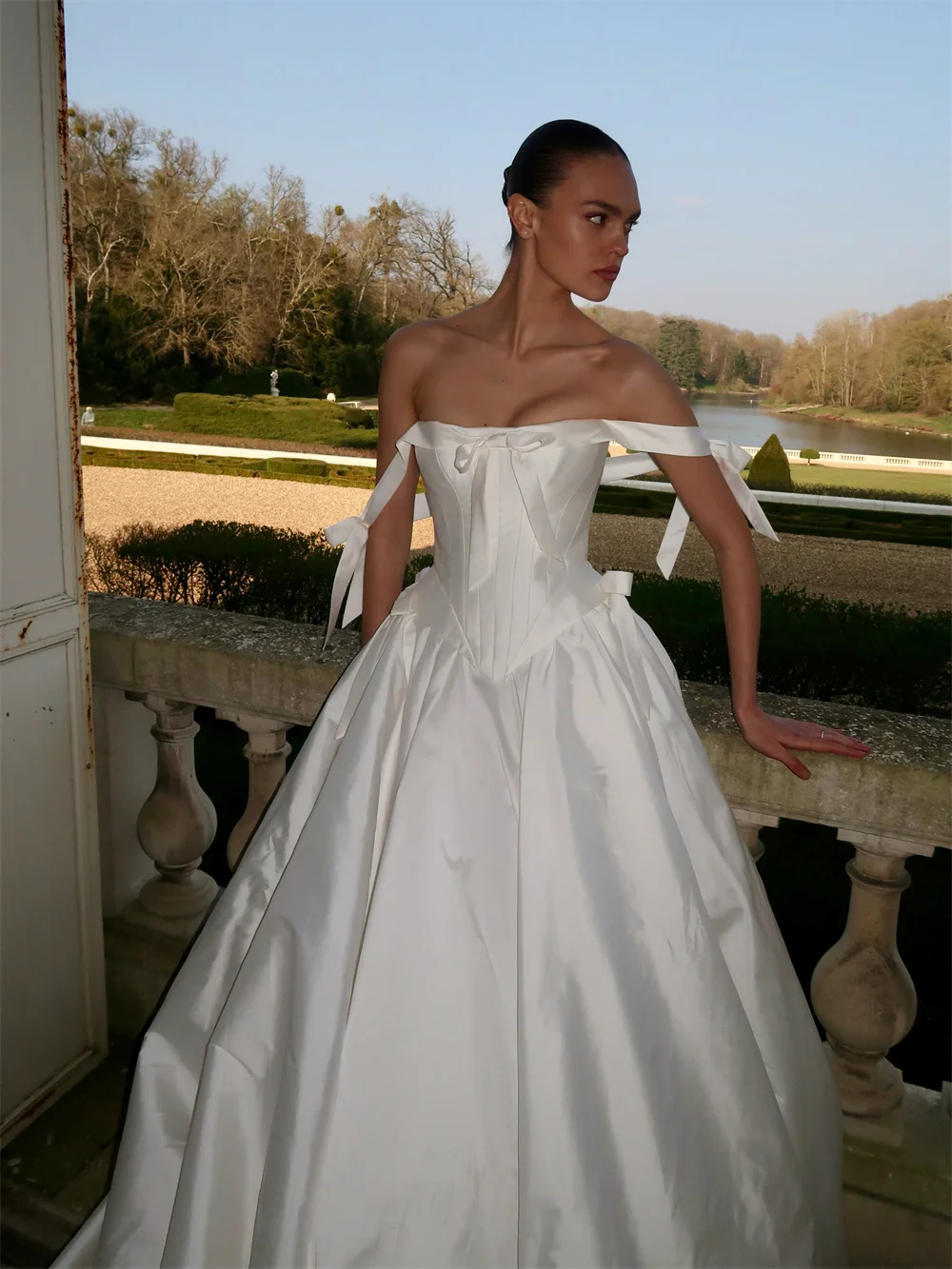 aliexpress satin corset basque waist long wedding dress Sharon Said Elegant White Lace A-Line Wedding Dress with Bolero Jacket  Basque Corset Vintage Boho Bridal Gowns SW021 Customized