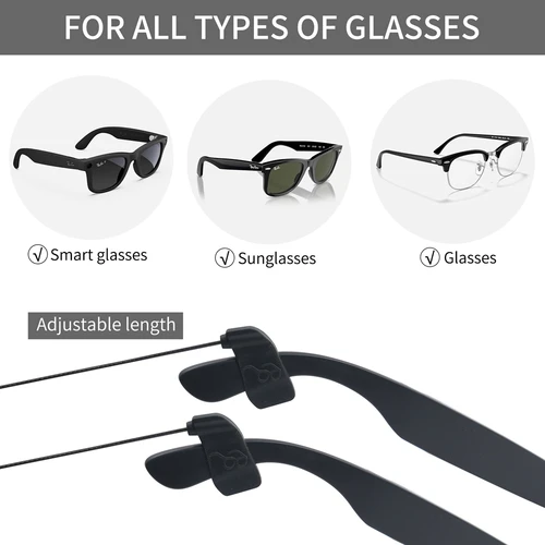 Imagen 2 del producto HIbloks para gafas inteligentes Ray-Ban Meta Wayfarer, accesorios, almohadillas nasales de aire antideslizantes, cordón anticaída ajustable para gafas