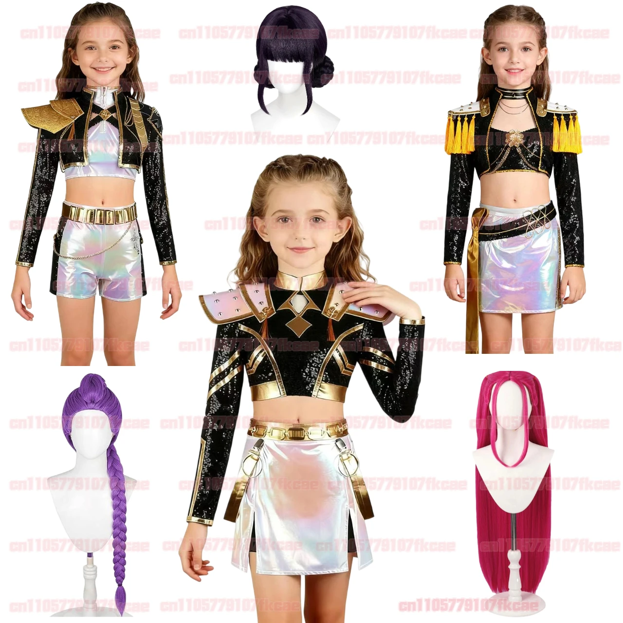 

RUMI KPop Zoey Black White Golden Demon Cosplay Costume with Earrings Anime Hunters Roleplay Outfit for Halloween Party Suit