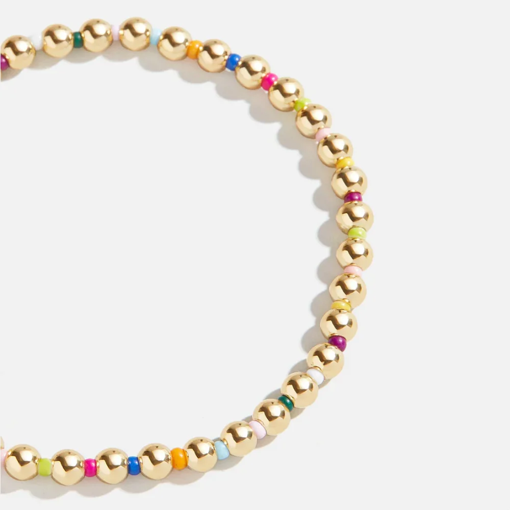 Kkpearl-女性のためのゴールドカラーのビーズブレスレット,女の子のためのカラフルなジュエリー,ストレッチブレスレット,自由奔放に生きるギフト,変色,3mm