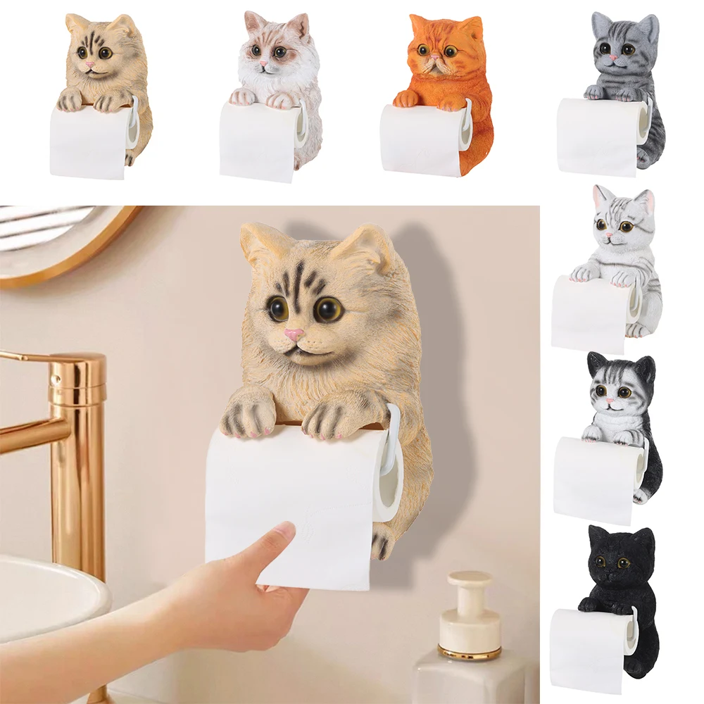 Harz Katze Toilettenpapierhalter Wandmontierter Aufbewahrungsspender Badezimmer Papierhandtuchspender Küchentuchspender