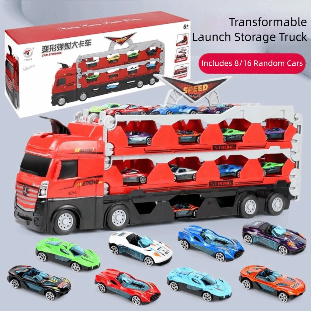 Camion trasportatore per auto di grandi dimensioni 8/16 pezzi Transforming Carrier Modello di auto sportive Modello pressofuso di stoccaggio multifunzionale