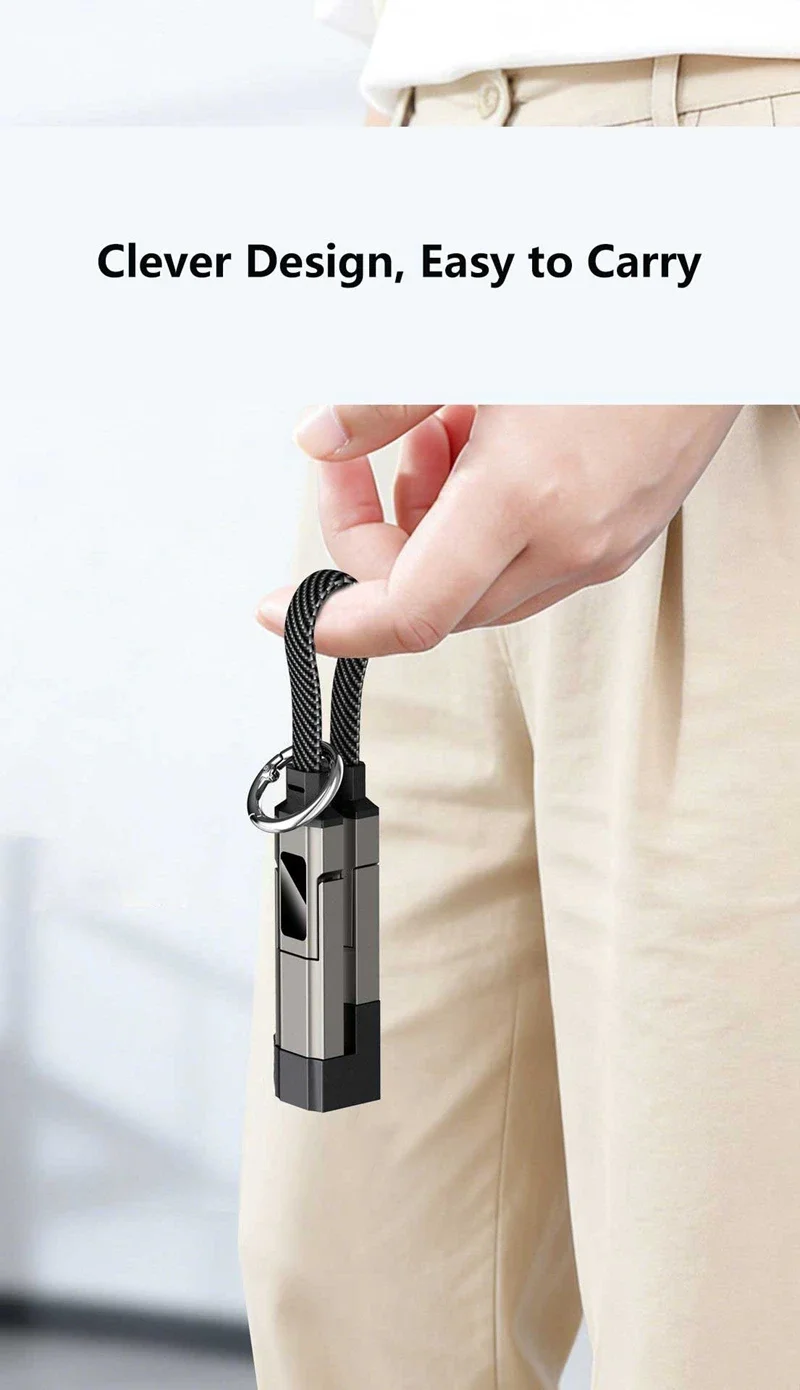 4-in-1 65W Kabel-Schlüsselanhänger-Ladekabel USB-C-Kabel mit V/A/W-Anzeige Typ C für tragbares Kabel für Laptop und Mobiltelefon – Detail 5