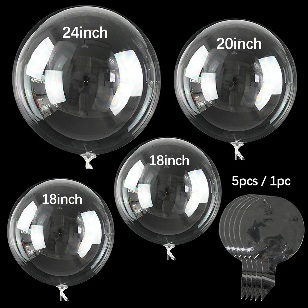 Globos Bobo transparentes de 18/20/24/36 pulgadas, globo de burbujas transparente rellenable para decoración de fiesta de cumpleaños y boda, globo de helio de aire