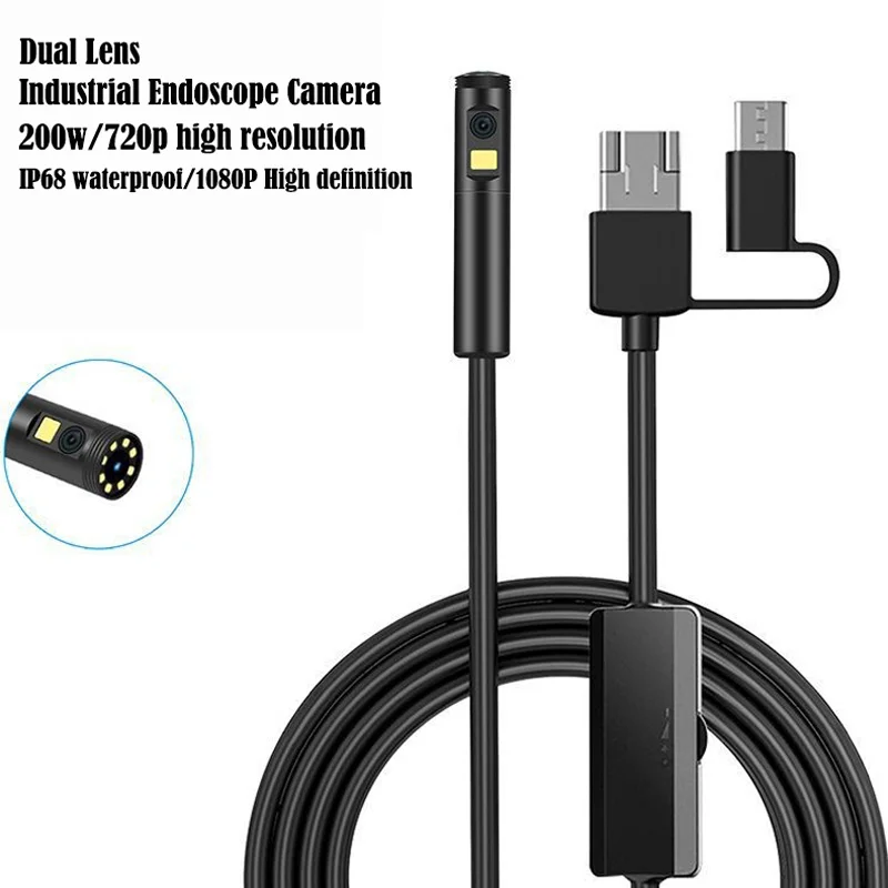 

Dual 8mm Lens Endoscope Camera Car Engine Water Pipe Air Conditioner Deep Check Tool Andoid Type-C USB 3IN1 Endoskop Kamera