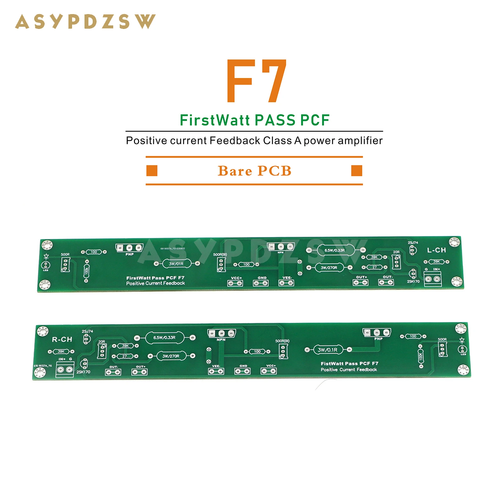 

1 Pair Stereo FirstWatt PASS PCF F7 Positive current Feedback Class A power amplifier bare PCB 20W+20W