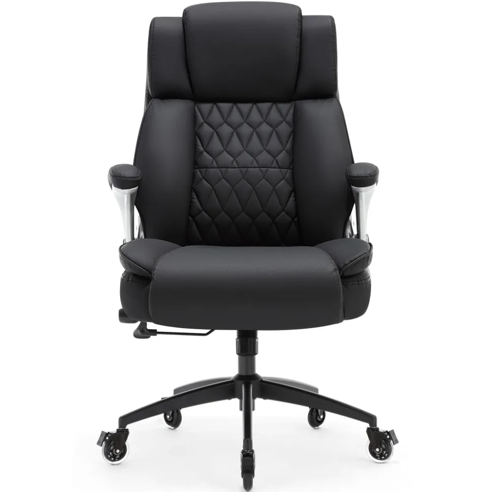 High Back Executive Office Chairs With Flip Arms Adjustable Lumbar Support Chair Computer Chairs Pet Proof Black For Home Office