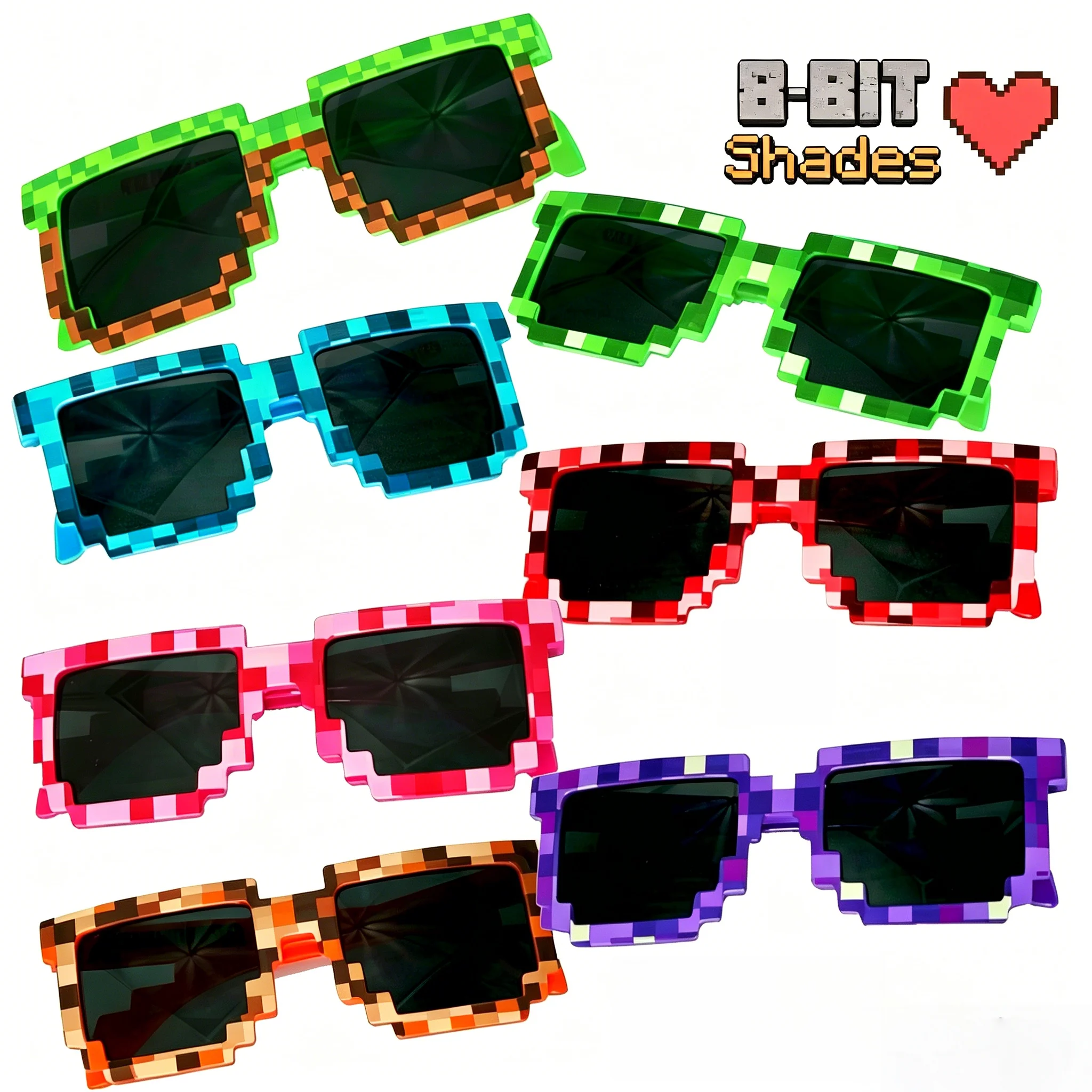 Image of Pixel-Themen-Partygeschenke Pixelart-Sonnenbrillen Neuartige Blockbrillen Geburtstagsdekoration Partyzubehör für Kinder Fotobox-Geschenk