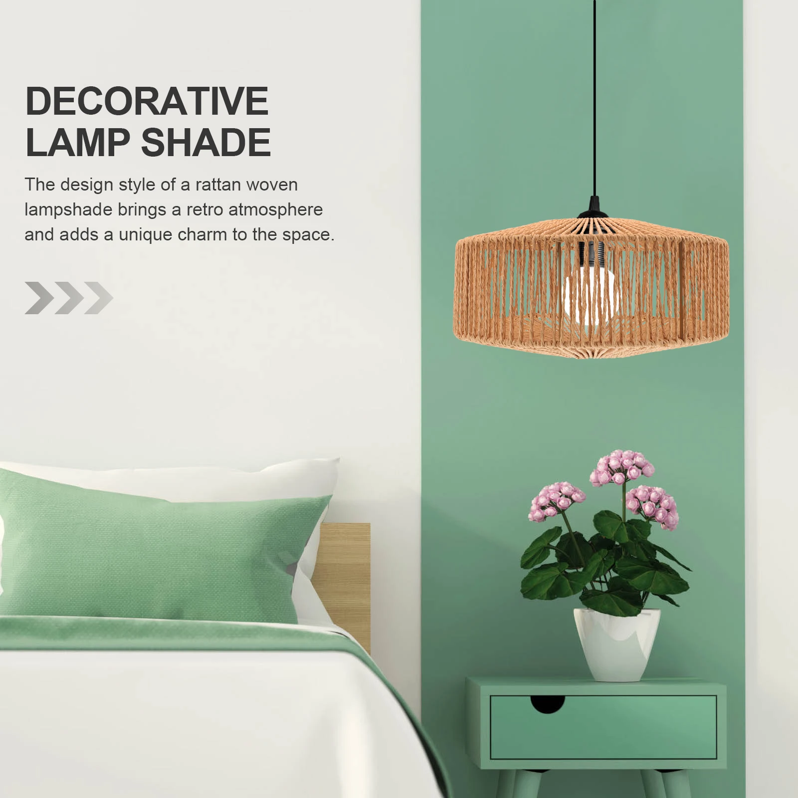 

Woven Paper Rope Lampshade Replacement Ceiling Light Cover Exquisite Design Vintage Style Bedroom Living Room Hanging Lampshades