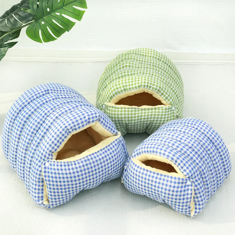 القط الكلب البيت داخلي الشتاء سميكة طوي القط كيس النوم دافئ لينة الدافئة شبه مغلقة سرير الحيوانات الأليفة الصغيرة تكبب كيس #3