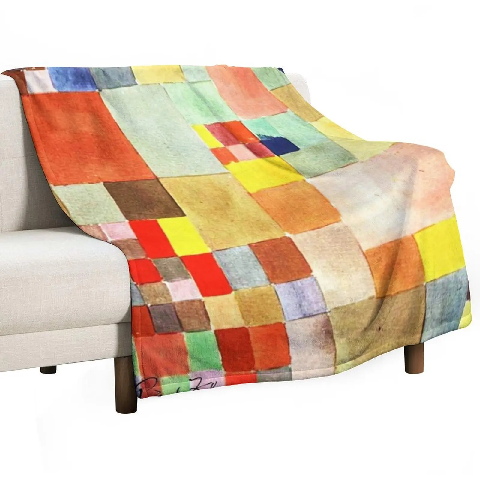 Flora on Sand | Color Block Paul Klee Inspired Throw Blanket funny gift Cute Plaid for babies Picnic Blankets