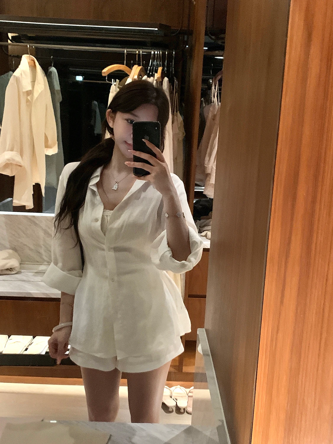 

Elegant Waist-Cinching Silk-Linen Shirt for Young Girls Design Sensation Commute Style Long Sleeve Women's Shirt Polyester 75...