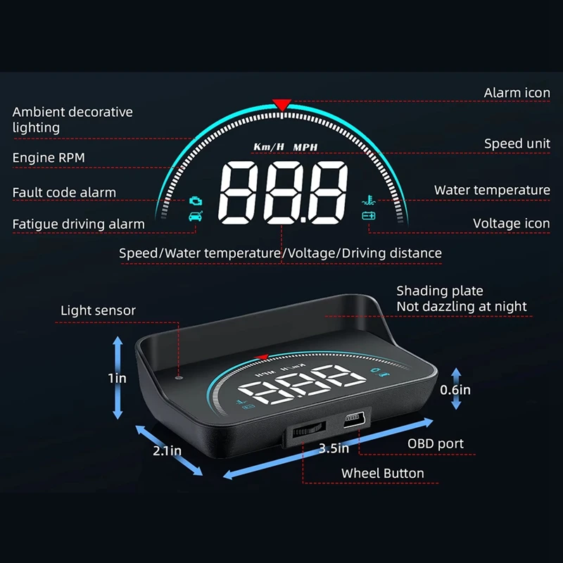 

Car HUD Head Up Display OBD Speedometer Windshield Projector New Arrivals in Stock