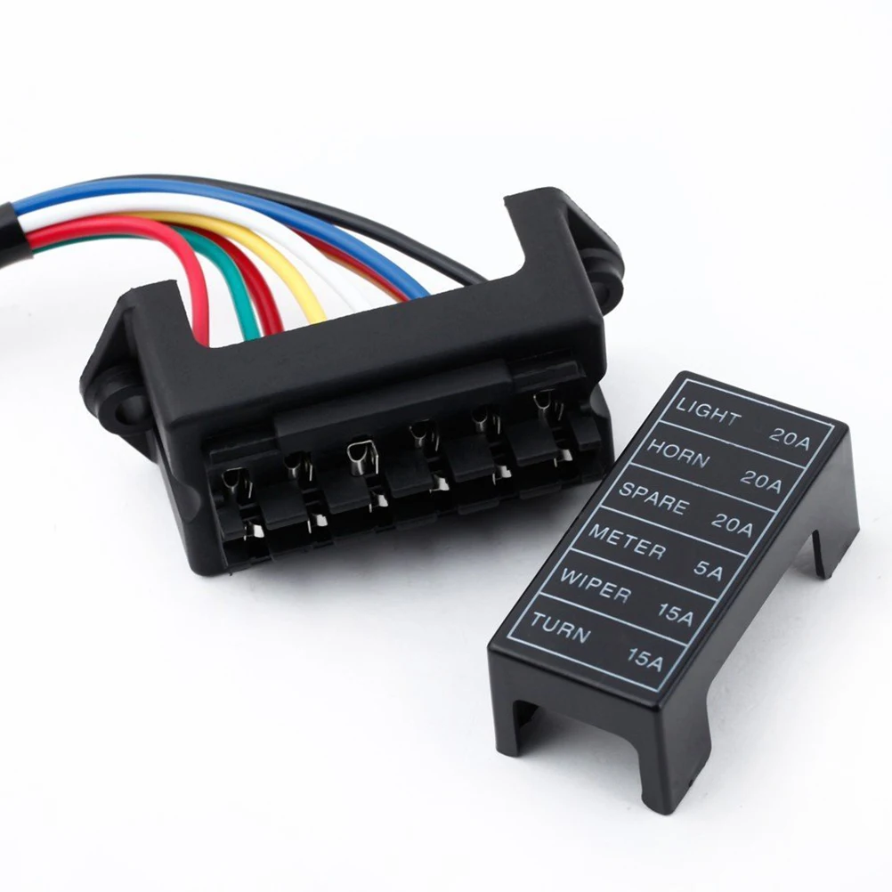 

6-Way 2-Input Fuse Holder Standard Circuit Fuse Board with 15cm Wire For Car Boat Marine Truck (Fuse Not Included)