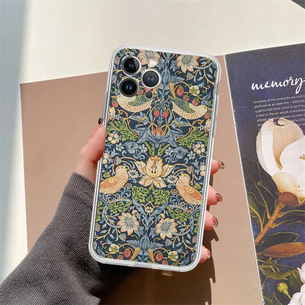 William Morris Strawberry art Phone Case For iPhone 15 14 11 12 13 Mini Pro XS Max Cover 6 7 8 Plus X XR SE 2020 Funda Shell