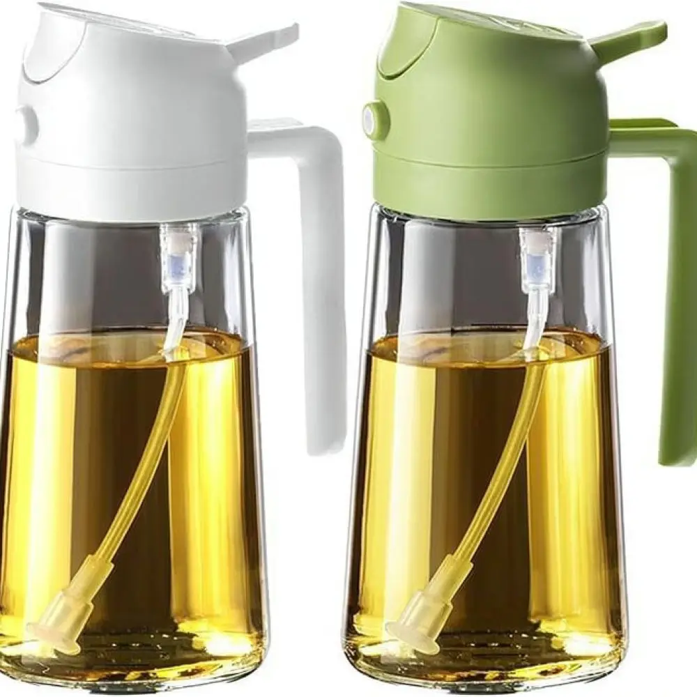 Cooking Oil Dispenser With Sprayer 2 In 1 Glass Vinegar Bottle Kitchen Cruet Gadgets For BBQ Baking Roasting Oil Control