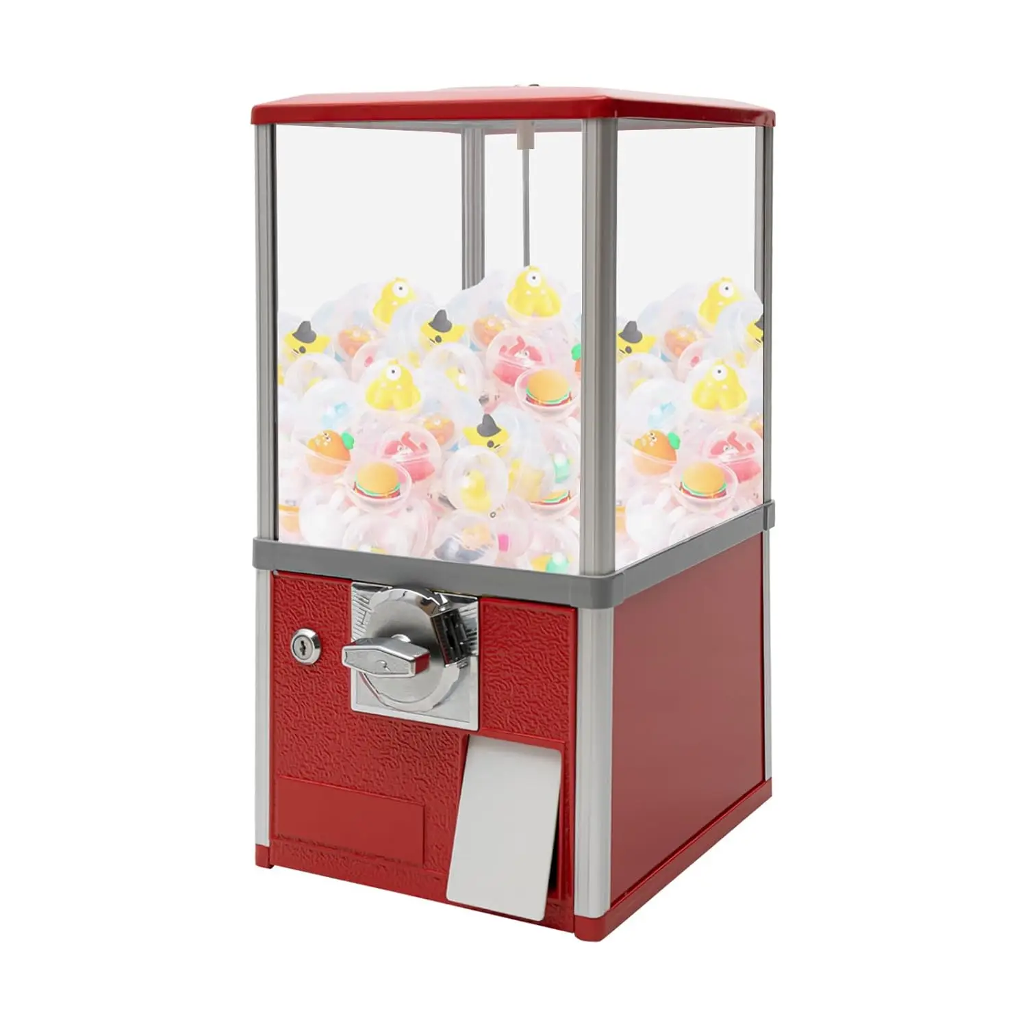 

Red Vending Machine for 1.77-1.97in Balls 200pcs Capacity Coin Operated Lockable for Game Store Retail Amusement Park